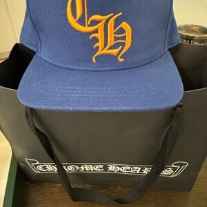 Chrome Hearts Blue Baseball Cap with Orange Embroidery